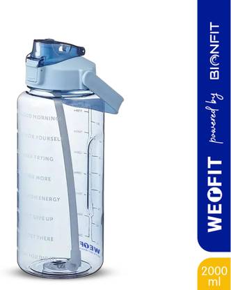 WErFIT 64OZ Water Bottle with Straw, BPA-Free & Leak-Proof, Time Marker & Flip-Top Lid 2000 ml Plastic Shaker