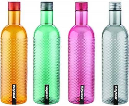 NAYASA Leak Proof 1000 ml Plastic Bpa Free Fridge Water Bottles For Summers (Pack Of 4) 1000 ml Plastic Bottle