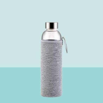 KDZONE Borosilicate Fuzz Glass Bottle, Water Beverage Fridge Bottle With foam Cover 610 ml Bottle