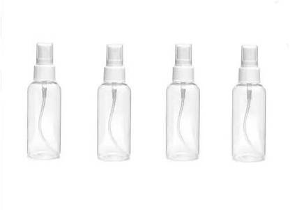 EverGlam 4 pcTransparent Empty Spray Bottle 100 ml Each Spray Bottle (Pack of 4, Clear, 400 ml Spray Bottle