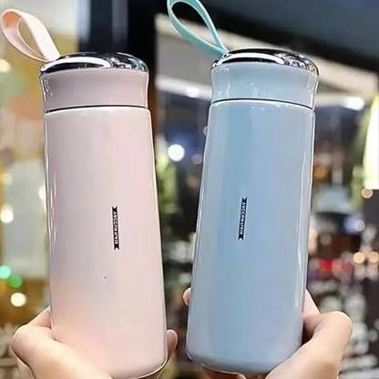 BUFONA Thermos with Handle Insulated Bottle Vacuum Bottle Glass Inner Sipper Flask 400 ml Flask