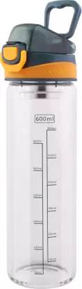 printviu Borosilicate Glass Water Bottle with inbuilt Filter Strainer, Transparent Look 600 ml Bottle
