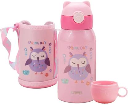 Manni Water Bottle For Kids,Owl Design Stainless Steel Flask With Straw, 500 Ml 500 ml Bottle