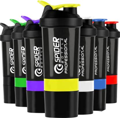 ZYRO Spider Gym bottle with Stainless Steel Mixer Ball & 2 Containers for Protein 500 ml Shaker