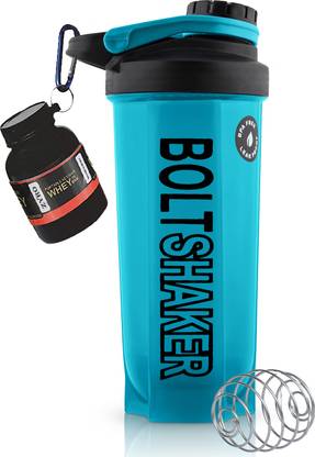 ZYRO Protein Funnel & Bolt gym Sipper Bottle with Stainless Steel Mixer Ball Combo 700 ml Plastic Shaker