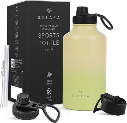 Solara Vacuum Insulated Stainless Steel for Hot and Cold, Lime Green 2000 ml Bottle