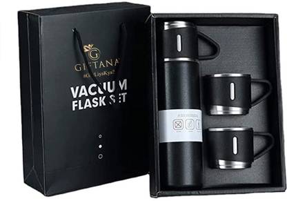 Giftana Diwali Corporate Gift items for Employees / Vacuum Flask Gift Set with Cup 500 ml Flask