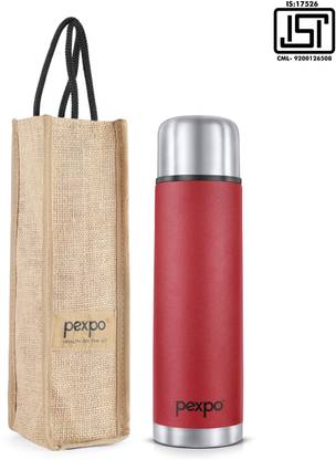 pexpo 24 Hrs Hot & Cold ISI Certified with Jute-bag Flamingo Vacuum insulated Bottle 500 ml Flask