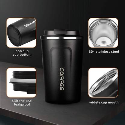 कवाना Coffee mug Hot & Cold for Drinks, Double Walled Traveling Flask with Lid-Matt स्टेनलेस स्टील मग