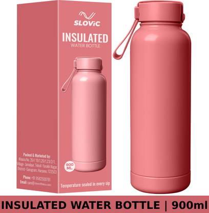 SLOVIC Insulated Water Bottle | Stainless Steel | Keep Hot & Cold for 4 Hours | 900 ml Bottle