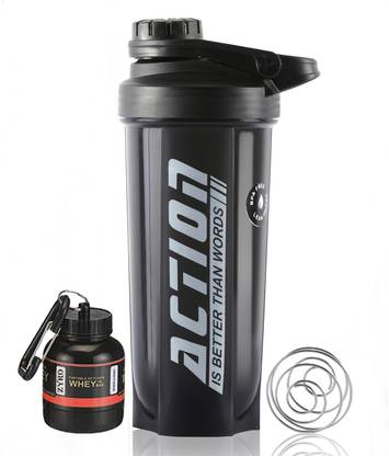 ZYRO Protein Funnel & Gym Shaker Bottle with Stainless Steel Spring Ball For Protein 750 ml Plastic Shaker