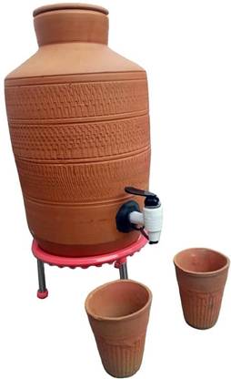 knowdad CLAY PITCHER MATKA FOR SHEETAL & HEALTHY JAL, 10000 ml Flask