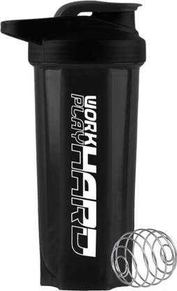 Dassio Work Hard Protein Gym Shaker Bottle with Stainless Steel Spring Ball 700 ml Plastic Shaker
