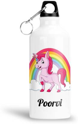 FABTODAY Rainbow Unicorn Water Bottle for Kids - Best Happy Birthday Gift, Poorvi 750 ml Bottle