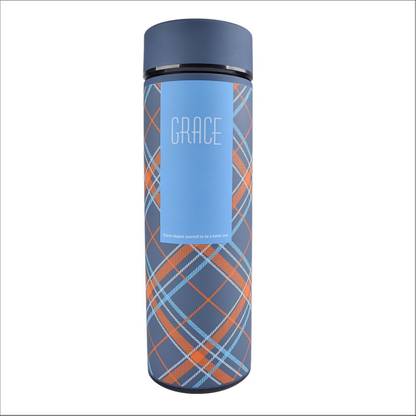 STYLE HOMEZ Double Wall Vacuum Flask Insulated Thermos Travel Water Bottle 480 ml - Stainless Steel Infuser with Strainer - (GRACE) 480 ml Steel Flask