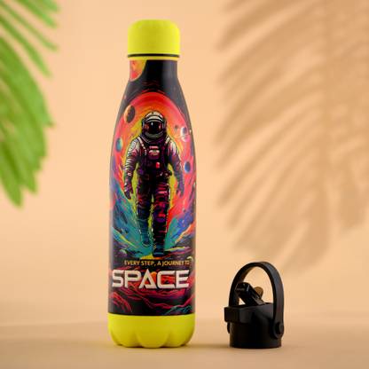 KUBER INDUSTRIES 500 ml Insulated Sipper Water Bottle with 2 Lids | Journey To Space | Multicolor 500 ml Sipper