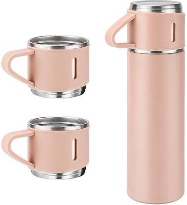 PW PENCILWALA Steel Vacuum Flask Set with 3 Steel Cups Combo
