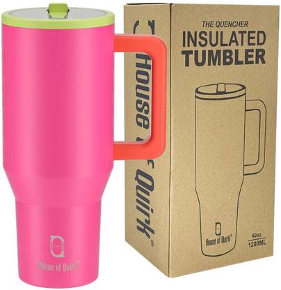 HOUSE OF QUIRK 1200ML Tumbler with Handle & Simple Flip Straw Leak Resistant Water Bottle 1200 ml Bottle