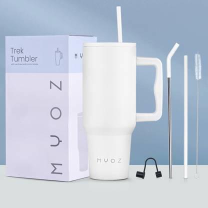 MYOZ Stainless Steel Vacuum Double Insulated Tumbler with Lid, Cap, Handle & Straw 1200 ml Bottle
