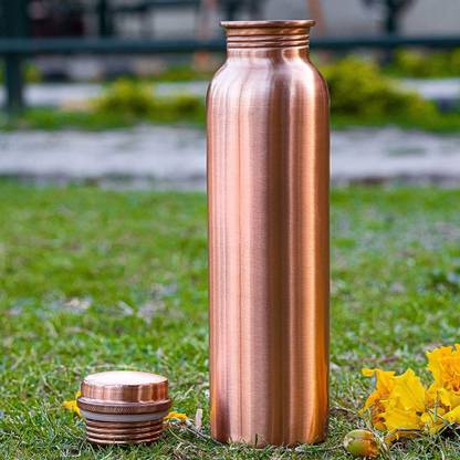 MHTRADERS Ayurveda copper bottle, Copper FLASK 1000 ml Bottle
