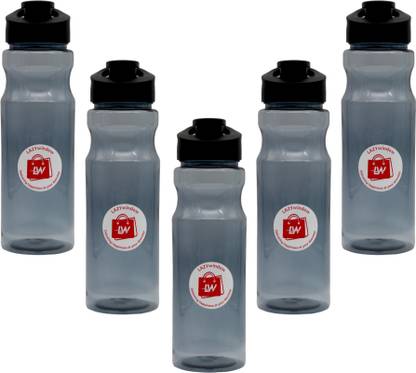 LAZYwindow Transparent Black Shade Plastic Bottle With Flip Type Cap 1000 ml Sipper