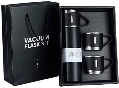 JPS Vacuum Flask | Thermos | Vacuum Flask Set with 3 Cups, Hot and Cold Bottle, 500 ml Flask