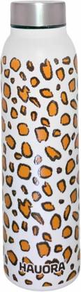 HAUORA Cheetah Pattern 3D UV Embossed Designer Printed Stainless Steel, Single Walled 1000 ml Bottle