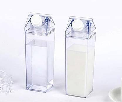 Upstuffs Milk Carton Water Bottles/Plastic Square Milk Bottles/Leakproof Water Bottle/ 1000 ml Bottle