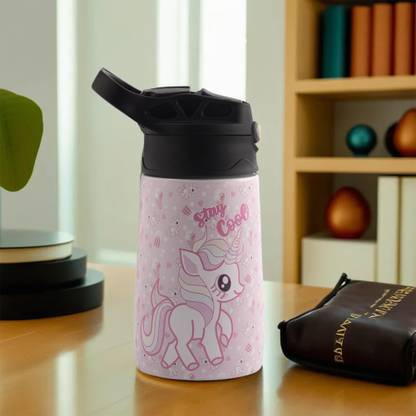 KUBER INDUSTRIES Stay Stay Cool Insulated Kids Water Bottle with Push-Button Flip Lid 350 ml Bottle