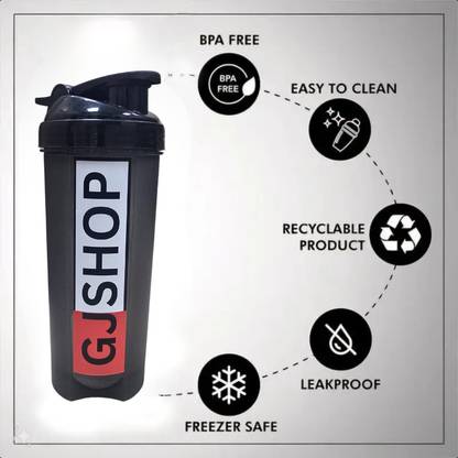 GJSHOP Plastic Gym Shaker With Mixer Ball, Shaker For Pre-Post Workout & Protein Shake 500 ml Shaker
