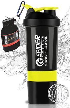 ZYRO Protein Funnel & Spider Gym Shaker Bottle with Stainless Steel Spring Ball 500 ml Shaker