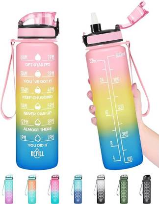 BoldFire Unbreakable Sipper Water Bottle 1L Time Marking, BPA-Free 1000 ml Bottle
