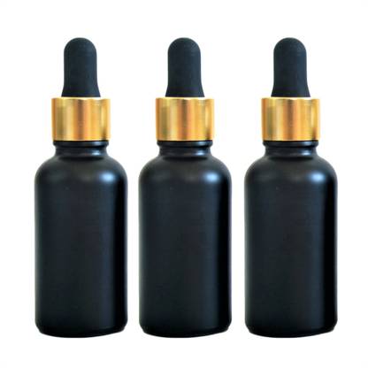 EARTH BERRY 30ml Black Matt Round Empty Glass Bottle (Pack of 3) 30 ml Bottle