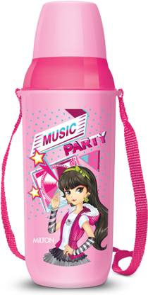 MILTON Kool Kid 650 Plastic Insulated Water Bottle with Belt & Straw, Pink 600 ml Plastic Bottle
