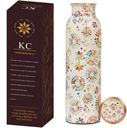 KC Pure Copper Water Bottle with Ayurveda and Yoga Health Benefits 1000 ml Bottle