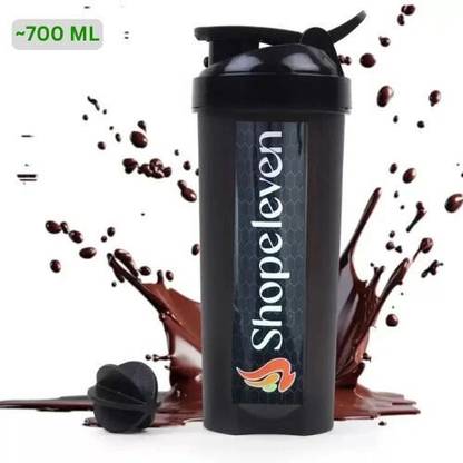 Shopeleven Plastic Fitness Water & Shaker Bottle with Mixer Ball, Fitness Shaker Bottle 700 ml Plastic Shaker