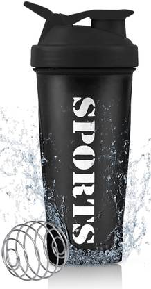 HouseOfCommon Sports Sipper Gym Bottle with Stainless Steel Mixer Ball for Protein Shakes 650 ml Plastic Shaker