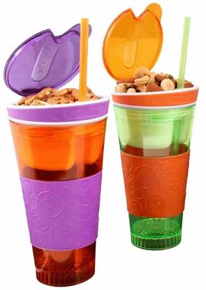 Right Traders 2 in 1 Snack & Drink Snackeez Travel Cup in One Container Bottles 365 ml Sipper