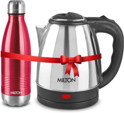 MILTON Combo Go Electro Kettle 2ltr and Duo Dlx 1000 Thermosteel Bottle 1000 ml 3000 ml Flask