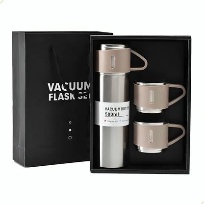 CrystalFlow Vacuum Flask Set Of 3 Cups 500 ml Flask
