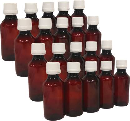 PATCO 100ml Empty PET Syrup Bottles Amber - White Seal Caps 100 ml PET Bottle