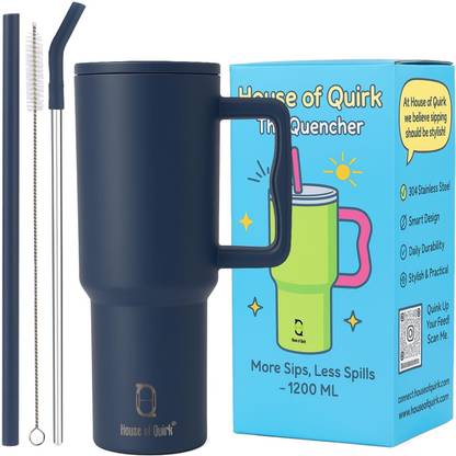HOUSE OF QUIRK 1200-ML Stainless Steel Tumbler Hot and Cold with Handle Stainless Steel Tumbler