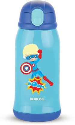 BOROSIL Superhero Vacuum Insulated 500ml Kids Water,12 Hrs Hot & Cold Flask 500 ml Bottle