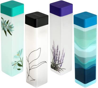 Theme Printed 4 Different Pattern Design Plastic Square Water Bottle 950ML 950 ml Bottle