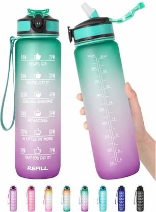 Klick Buy Unbreakable Water Bottle with Motivational Time Marker, Sipper Bottle with Straw 1000 ml Sipper