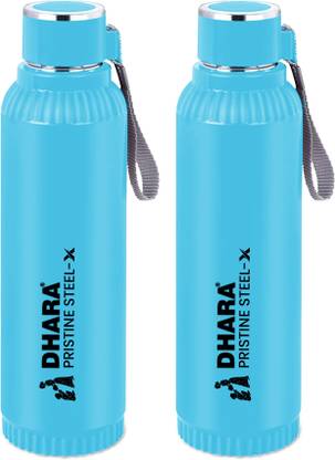 Dhara Stainless Steel Quench 900 Insulated Outer Plastic Inner Steel Water Bottle Aqua Blue, 700 ml Bottle