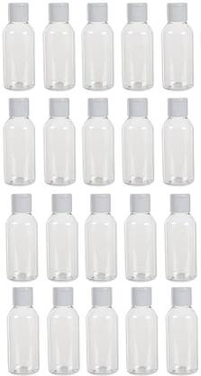 dinojames 100 ML Empty Refillable Round Plastic 30 pc Bottles with Flip Top Caps 100 ml Bottle
