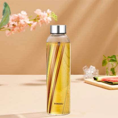 BOROSIL Prism Glass Bottle with Silver Lid 550 ml Bottle