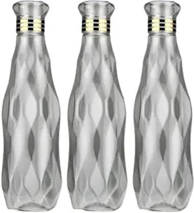 Nuvolo Leak Proof Crystal Shape white Designer Water Bottle 1 Ltr Set of 3 Bottles 1000 ml Bottle