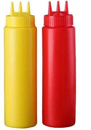 PuthaK Squeeze Bottles, Condiment Bottles, 3 Holes, Break Resistant 500 ml Bottle